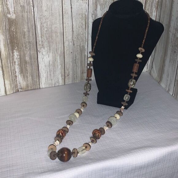 Vintage Tribal Native Boho Long Chunky Beaded Long Necklace 36”-39” Adjustable - Picture 1 of 12